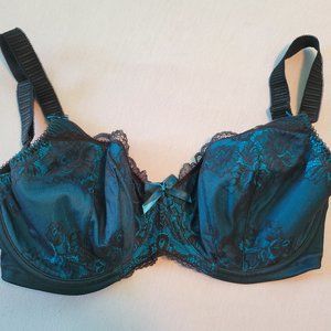 Elomi Teal/Black Lace Bra (US 34K)